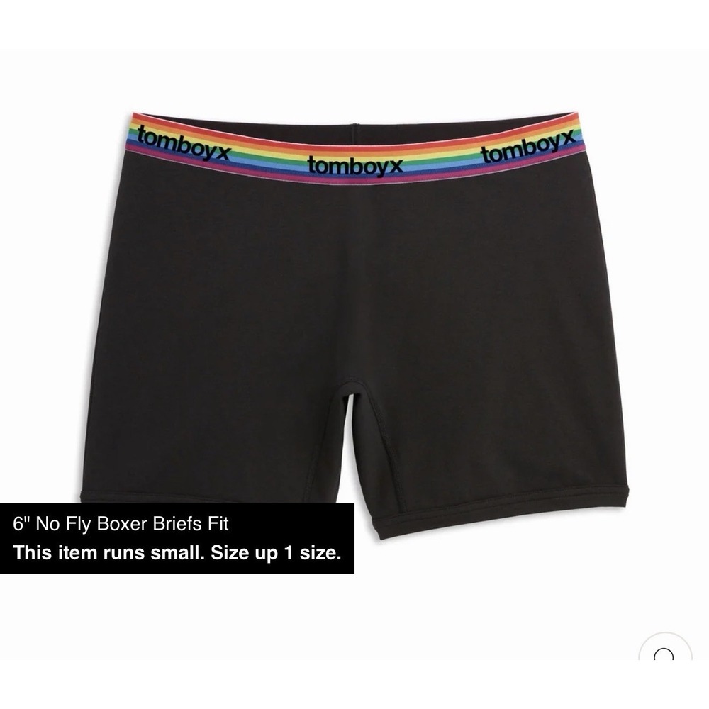 TomboyX 6" Fly Boxer Briefs - Rainbow Logo Imperfects Size XL Pride NEW